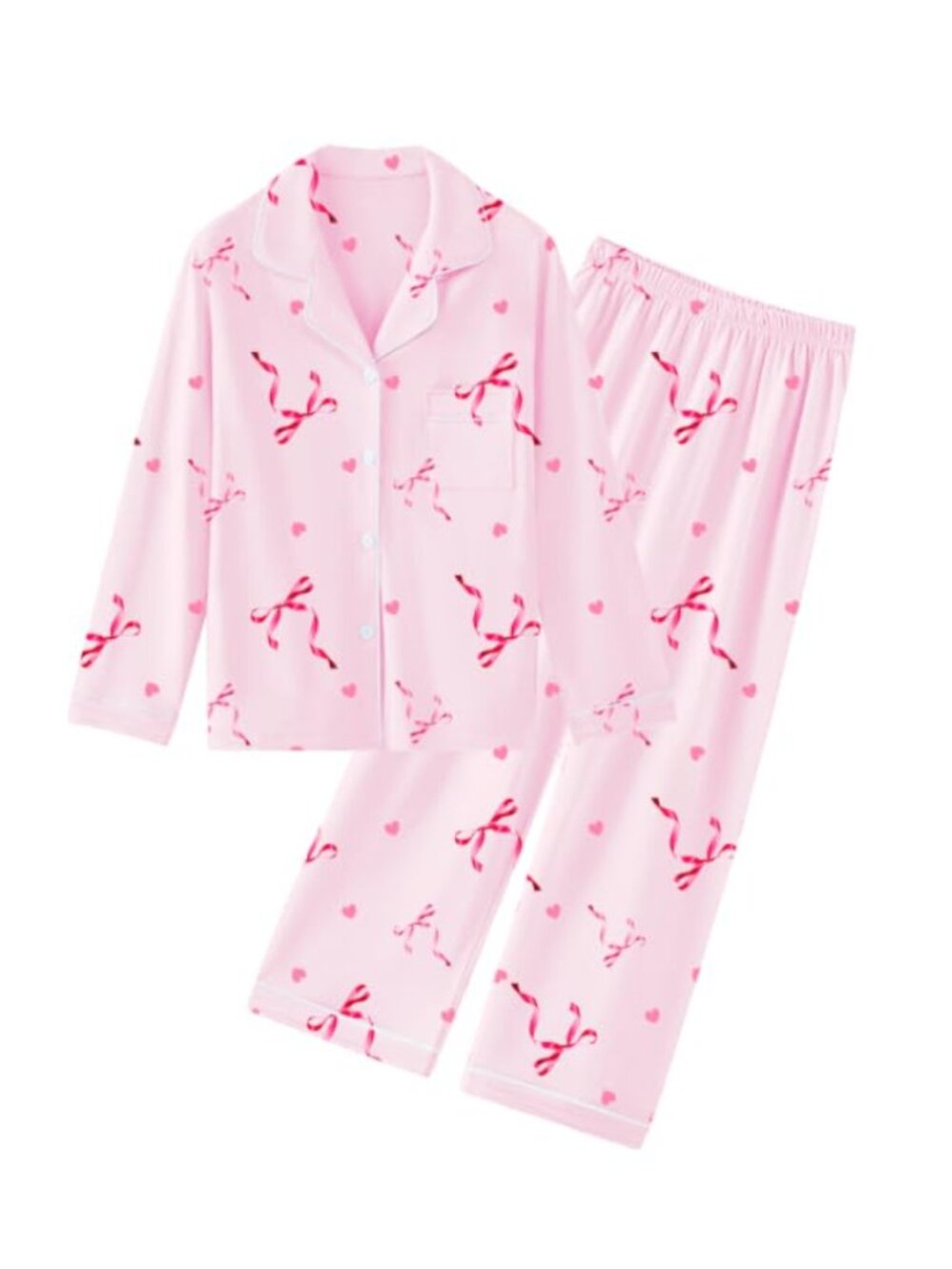 Girls Cotton Pajama Set Long Sleeve Top Pjs 2-Piece Sleepwear